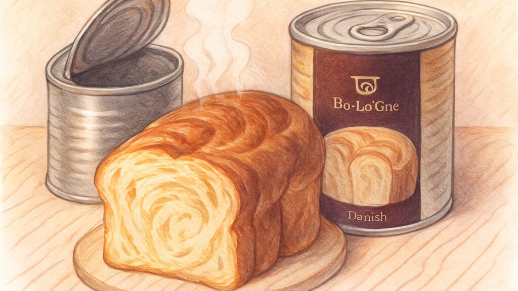 缶deボローニャの保存パンを開封した様子