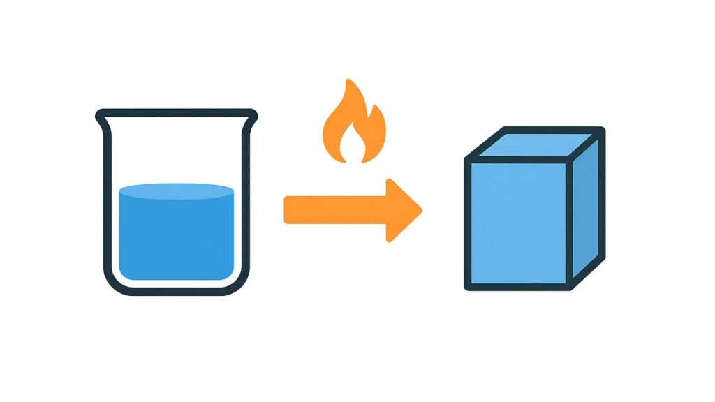 リチウムイオン電池と固体電池の構造の違いをシンプルに示した図解イメージ